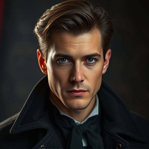 Headshot of Remy Chevalier, a charismatic man with a confident gaze, dressed in theatrical clothing.